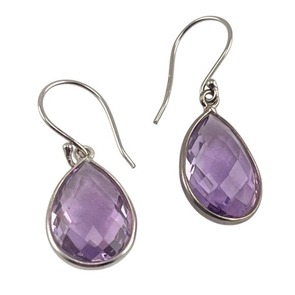 Sterling Silver Amethyst Teardrop Earrings  Gift For Her - Picture 1 of 7